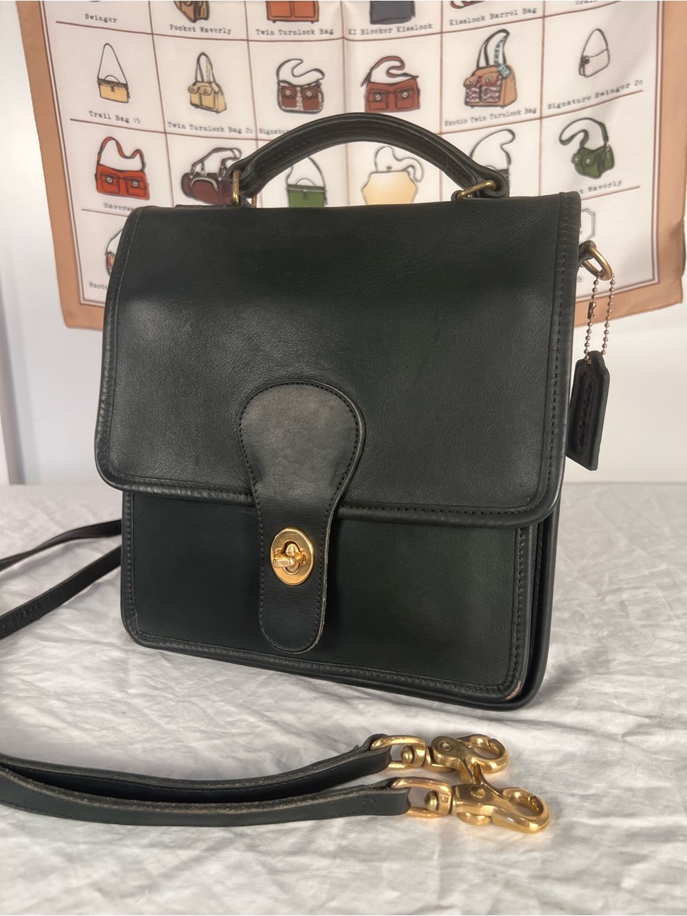 Vintage Coach Green Leather Station Bag 5130 Crossbody